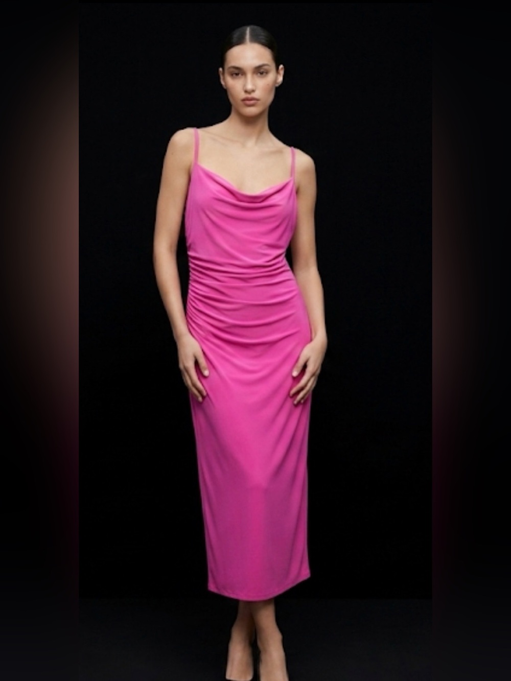 Zara Hot Pink Double-Strap Slip Dress
